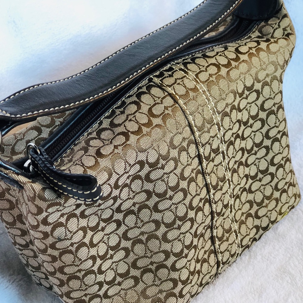 Coach signature small brown handbag